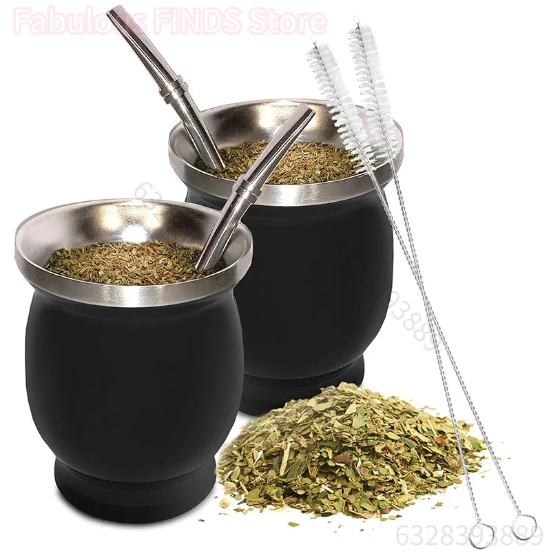 230ML Edelstahl Mate-Teebecher Teebecher-Set für Argentinien Isolierter Strohhalm-Becher Isolierte Einfache Kürbisform Image