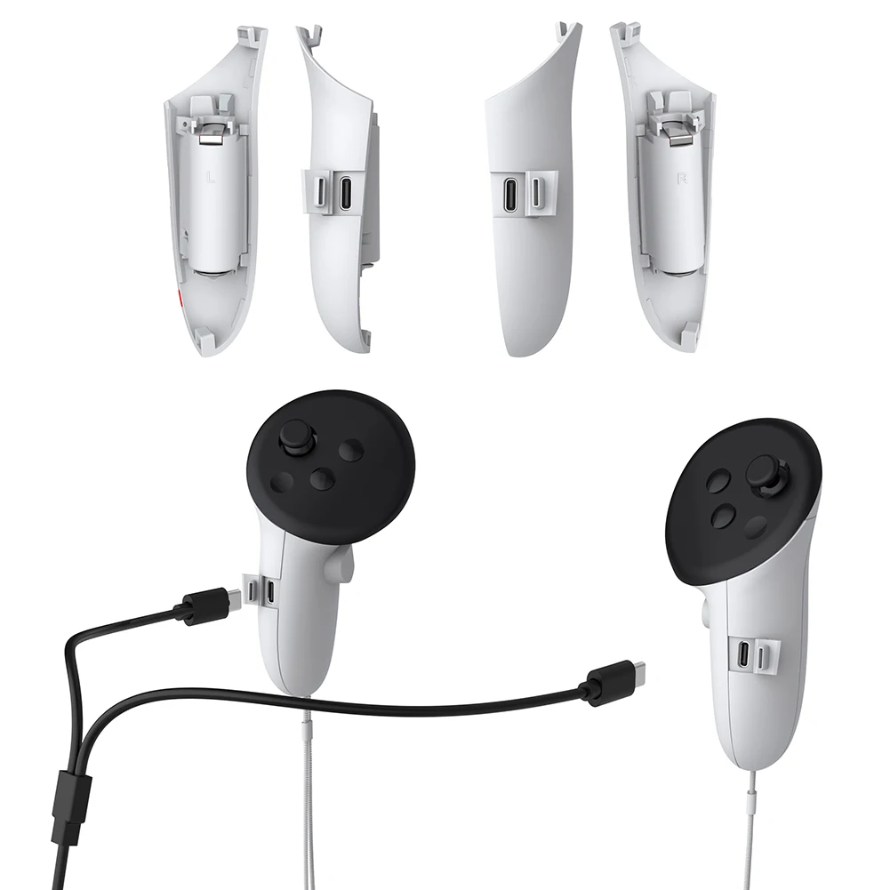 Wiederaufladbare Controller-Griffe Rechts Links Lade-Griffabdeckungen Zubehör für Meta Quest 3S/Quest 3 Image