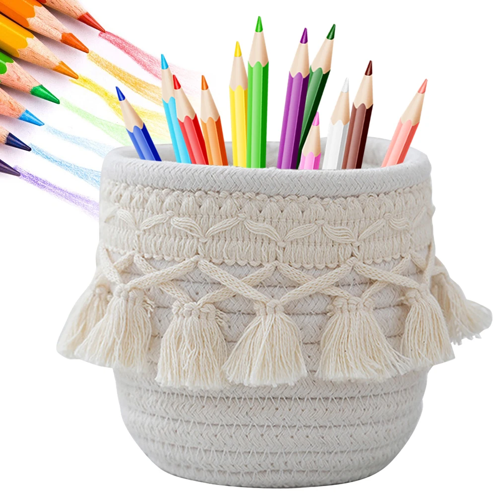 Make-up Pinsel Organizer Boho Deko Körbe Stifthalter Make-up Pinsel Behälter für Schminktisch Schreibtisch Badezimmer