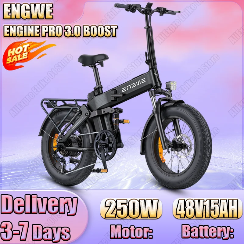 ENGWE Elektrofahrrad 250W Motor 48V15AH Lithium-Akku E-Bike für Erwachsene 20*4 Zoll Fat Tire Hydraulische Bremse Faltbares Elektrofahrrad Image