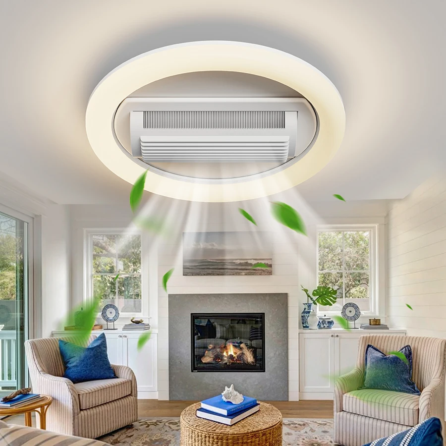 Ultradünner, flügelloser Deckenventilator mit Beleuchtung, Fernbedienung, Minimalismus, moderner Ventilator, Beleuchtung, Wohnzimmer, Schlafzimmer, LED-Deckenventilator