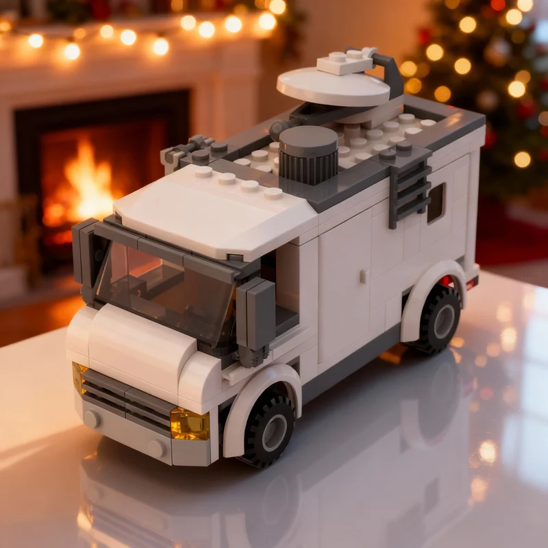 152-teiliges MOC Nachrichtenfahrzeug Stadtverkehr Modellbausatz Architektur DIY Spielzeug Kreative Idee Weihnachtsgeschenk Lernbausteine für Kinder Image