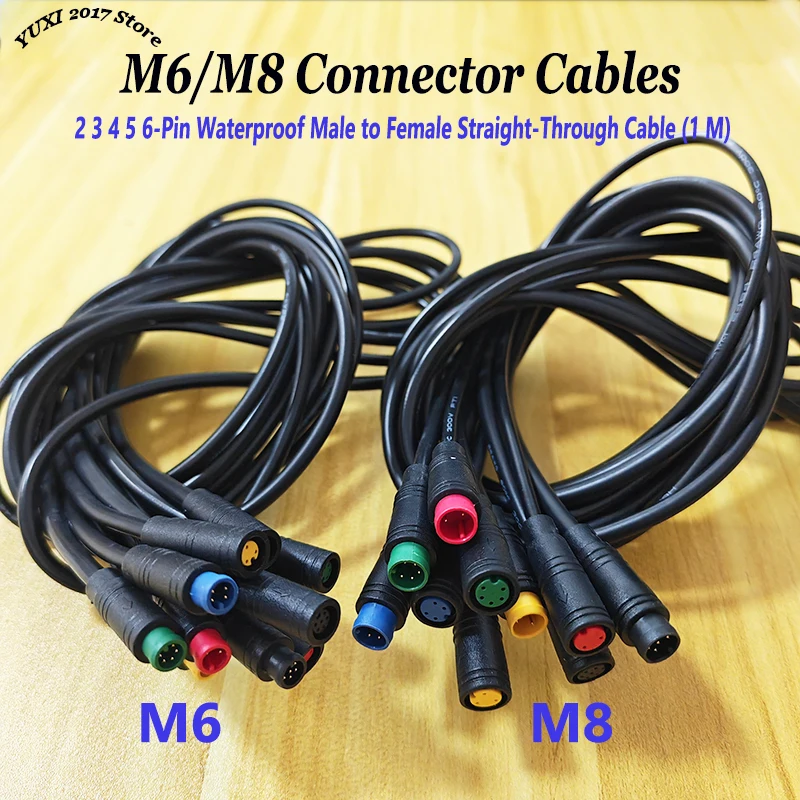 M6/M8 2/3/4/5/6-Poliger Wasserdichter Luftfahrtstecker Kabel 1m Stecker-Buchse Spritzgegossenes Kabel für E-Bike Roller Mehrfarbig Image