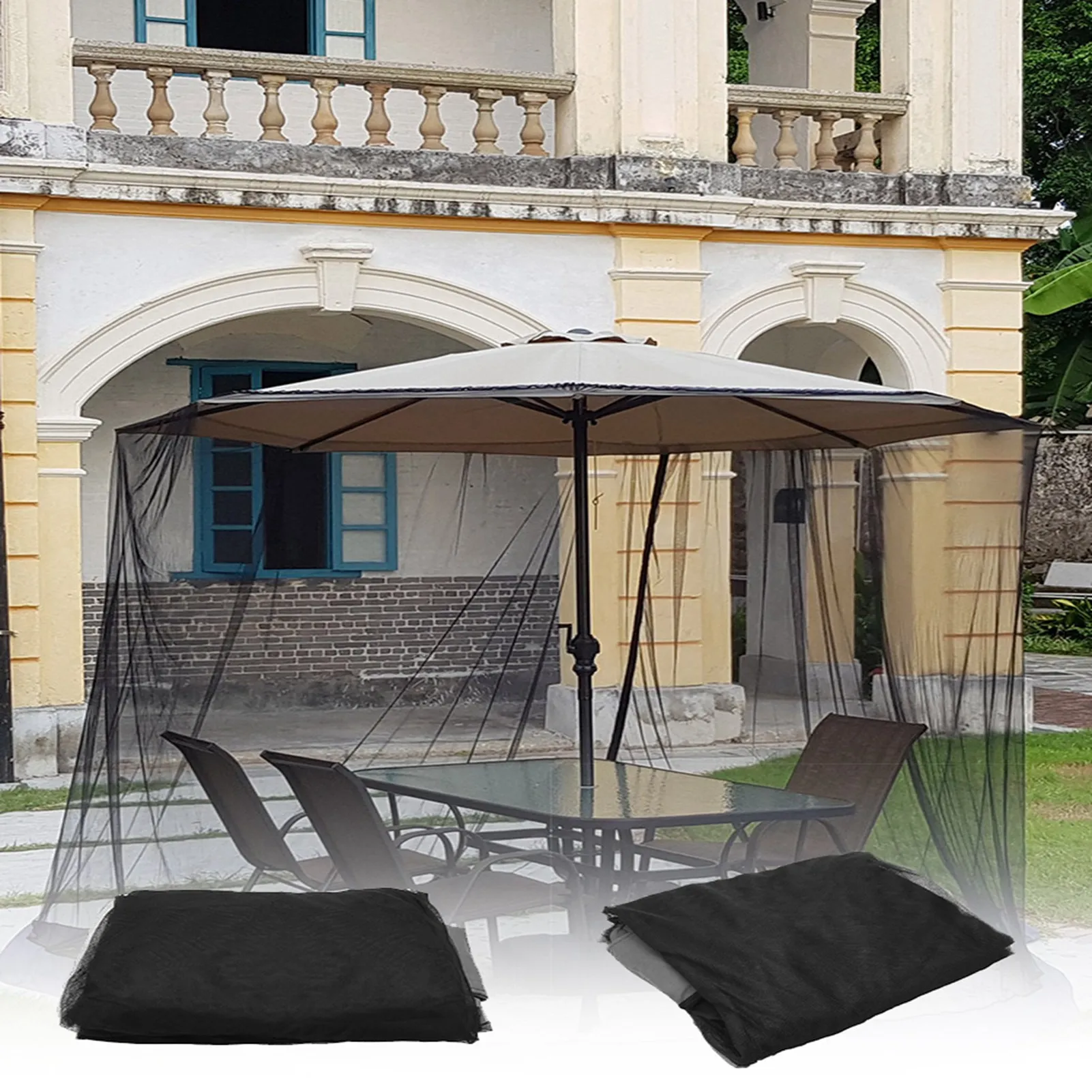 Outdoor-Sonnenschirm-Netze & Moskitonetze 230cm Polyester-Netz Sonnenschirm-Schutzschirm Passend für 250-300cm Sonnenschirme Terrasse/Netz Image