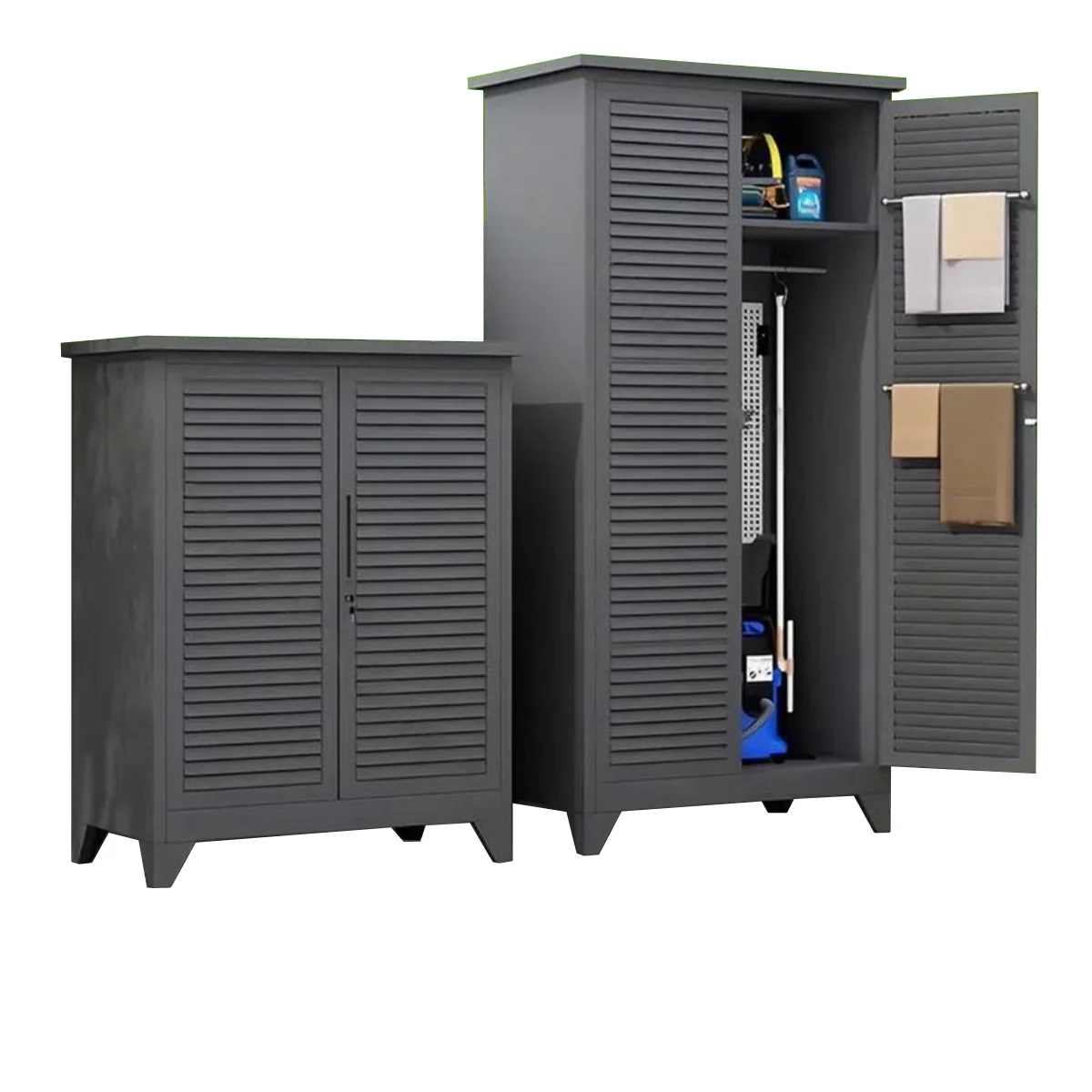 Spind im Freien, wasserdicht, Sonnenschutz, Villa, Innenhof, Lamellentür, Aufbewahrungsschrank, Garten, Balkon, Reinigungswerkzeuge, Lebensmittelschrank