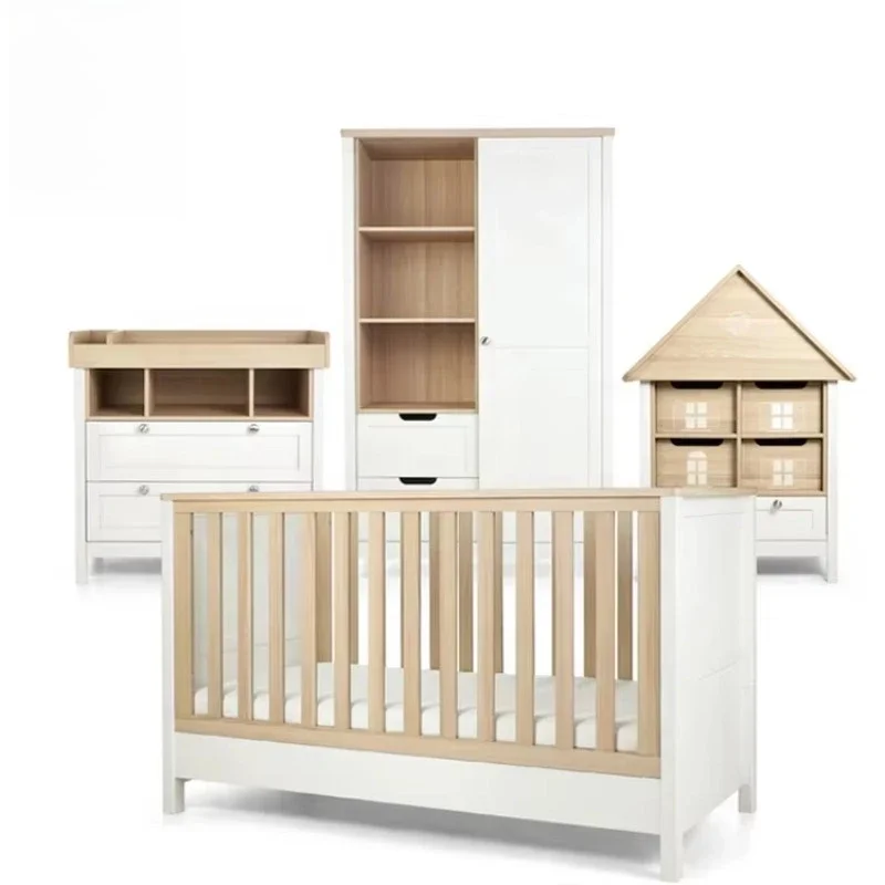 Wickeltisch für Kinderzimmer aus Holz mit Beleuchtung, Schubladen und Schrankfunktion