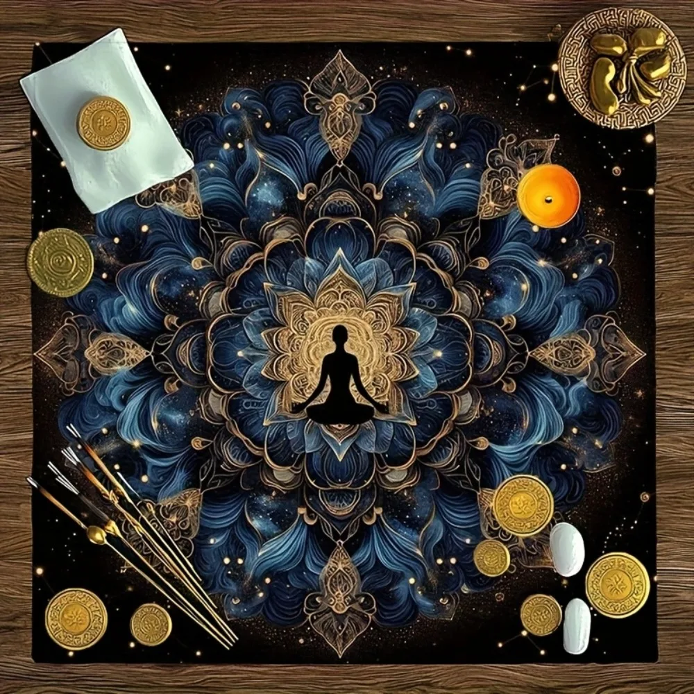1 Stück Mystische Yoga-Mandala-Tarot-Tischdecke, Altartuch, Hexerei-Wahrsagereibedarf, spirituelle Meditationsdekoration Image