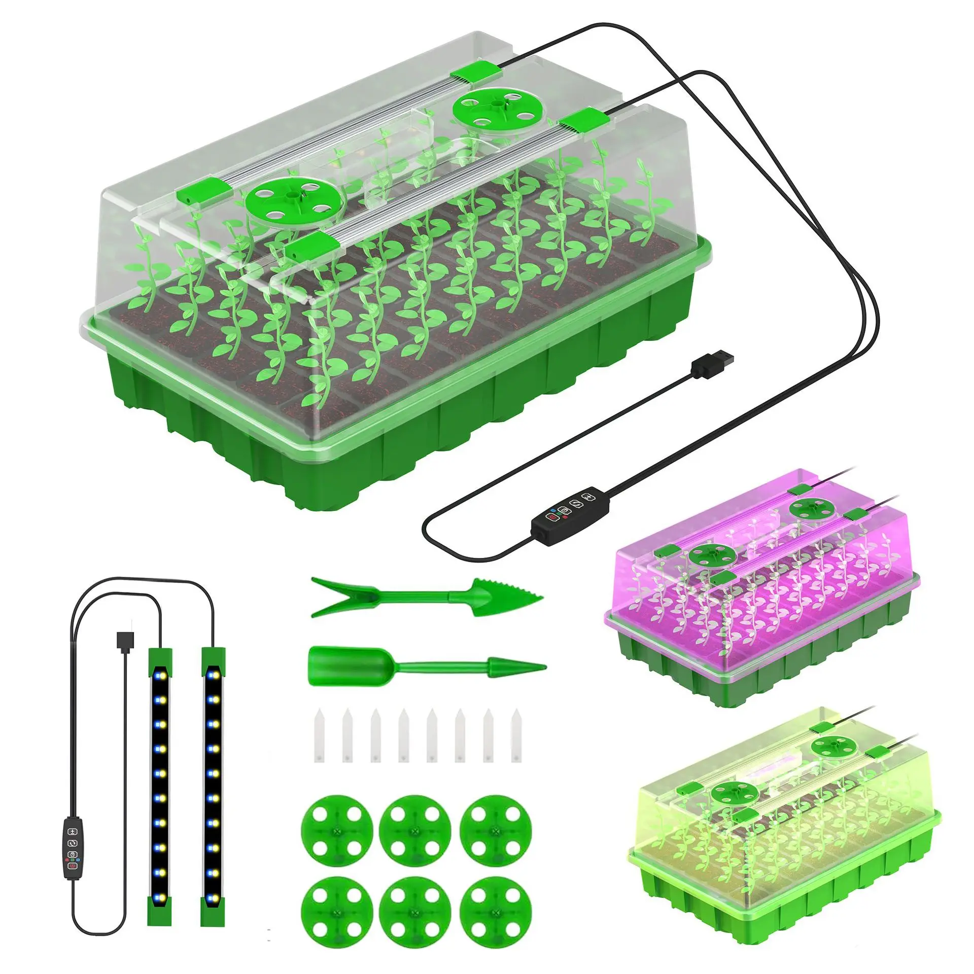 40-Well-Kunststoff-Sämlingstopf, saftiges Aussaat, Sämlingskasten, isolierte Sämlingsschale, Lichtfüllung, volles Spektrum, intelligente Pflanze Image