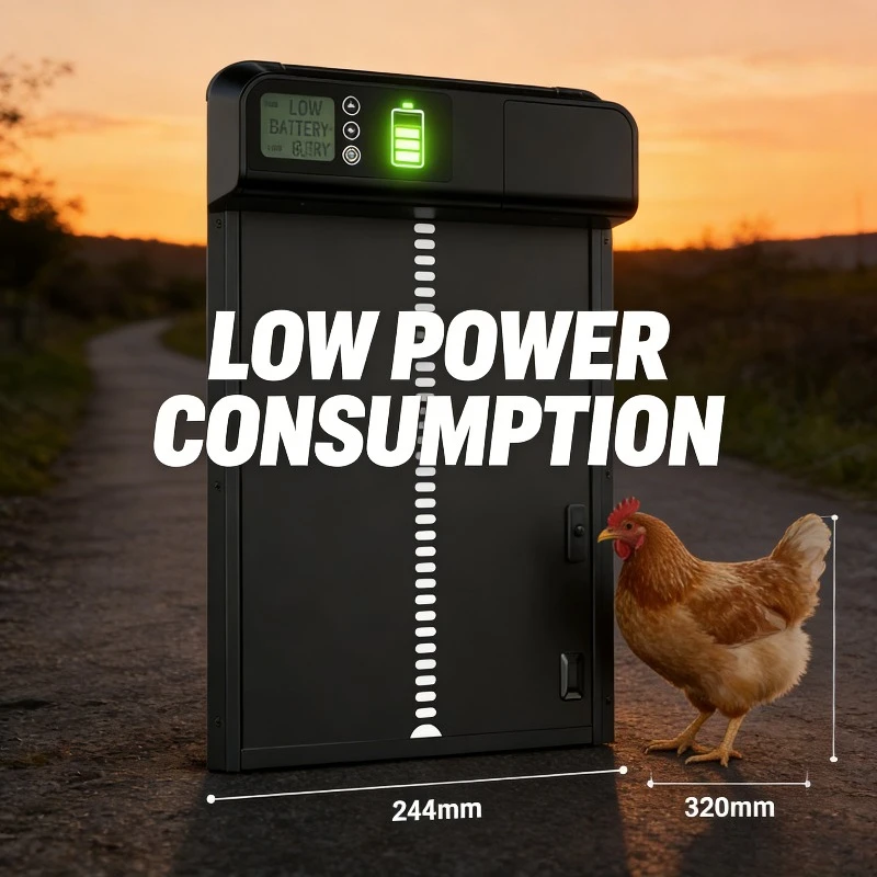 Automatische Hühnerstall-Tür mit Induktion, Elektrisch, Metall, Intelligente Zeiteinstellung, Einfache Installation, Öffnen & Schließen der Stalltür, Farmmanagement Image