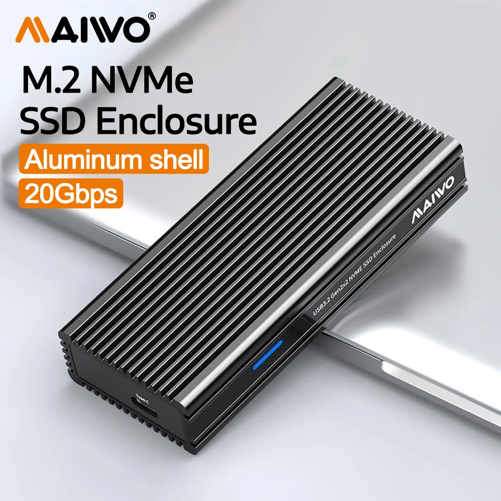 MAIWO 20 Gbit/s M.2 NVMe SSD-Gehäuse USB3.2 GEN2x2 Typ-C auf PCIe NVMe-Adapter, unterstützt Thunderbolt 3/4 8 TB Kapazität, Aluminiumgehäuse Image