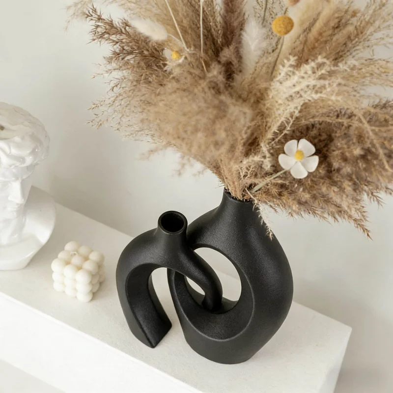 Einfache Nordische Stil Imitation Keramik-Vase 2er-Set für Wohnzimmer Blumenarrangement Dekorationen Wohndekor Kunsthandwerk Image