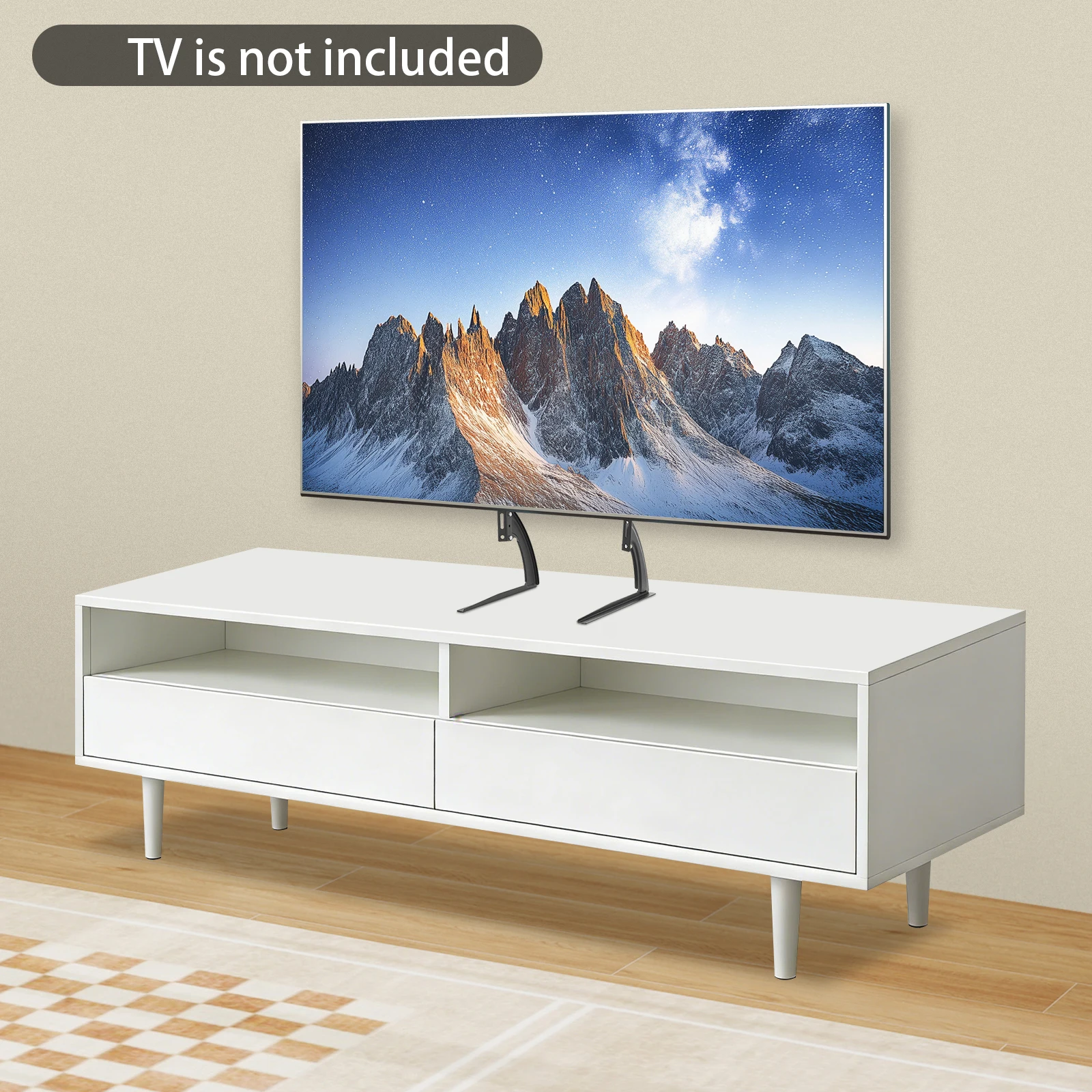 Schwarzer TV-Tischständer mit Höhenverstellung 27,4*13,8 Zoll Kaltgewalzter Stahl Verstellbarer TV-Ständer für 32-70 Zoll LCD-Fernseher