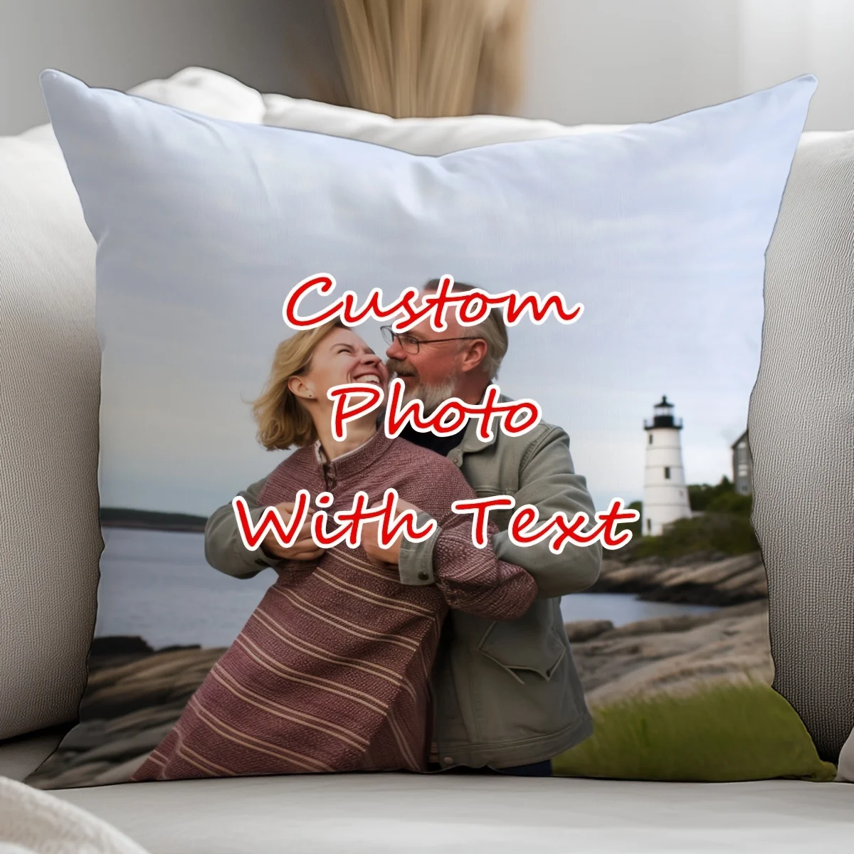 1 personalisierter Fotokissenbezug, 18x18 Zoll, individuelles Bild, einseitiger Druck, Reißverschluss, Polyester, perfekt für Hochzeiten Image