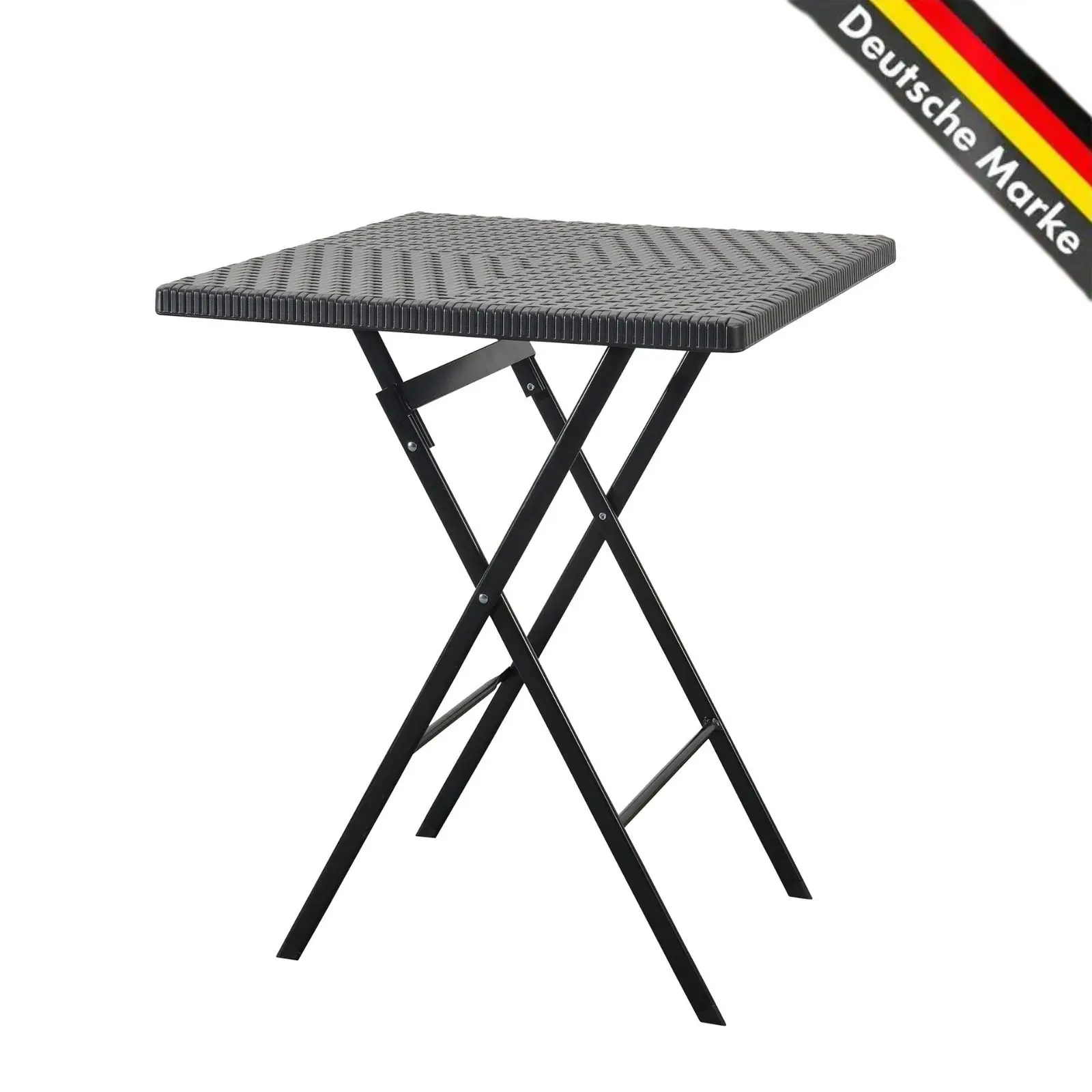 Gartentisch klappbar Kobe 180x75 cm | Kunststoff Rattan-Optik | Klapptisch Balkon, Terrasse, Camping | 6 Personen | Schwarz