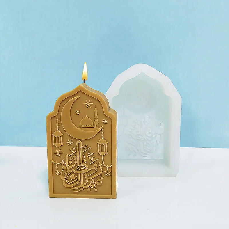 Bogenförmige Arabische Schrift Kerzenform Silikon DIY Handgemachte Aromatherapie Wachsform Islamischer Feststil Dekoratives Kunstwerkzeug Image