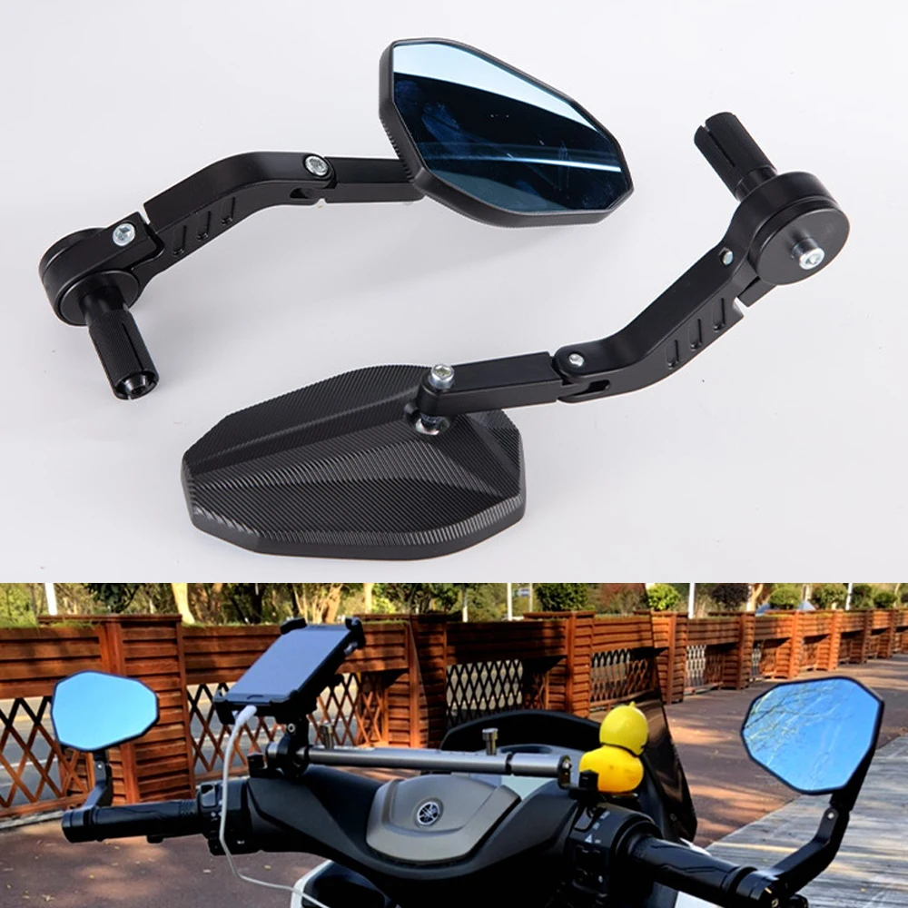 Linke und rechte Seite Motorrad 22 mm 7/8 Zoll Lenkerende Rückspiegel blau passend für Harley Yamaha Honda Kawasaki Universal