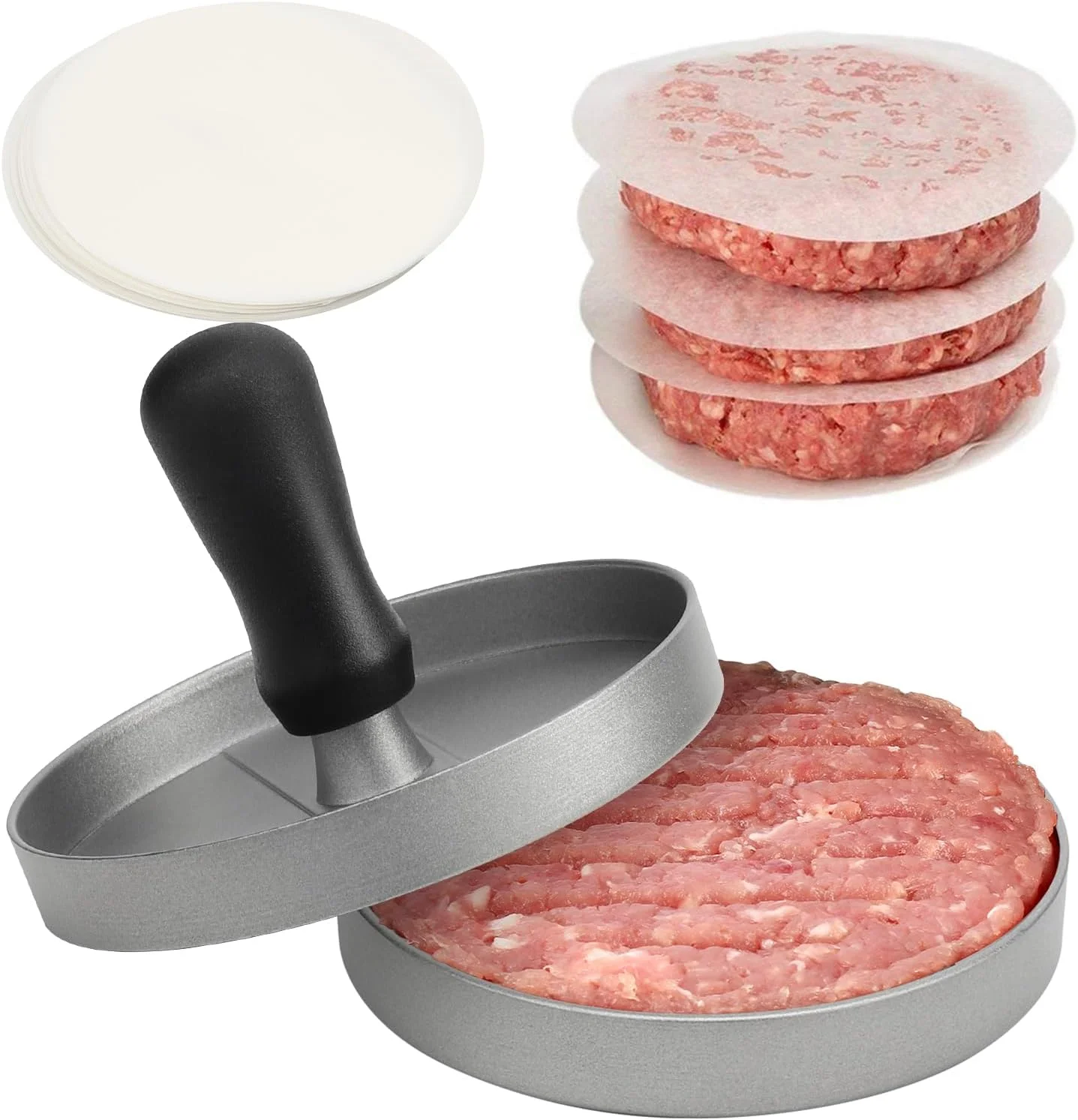 Burgerpresse Hamburger-Fleischform Werkzeug Patty-Maker Aluminium-Burgerformer für Küche BBQ Grill Image