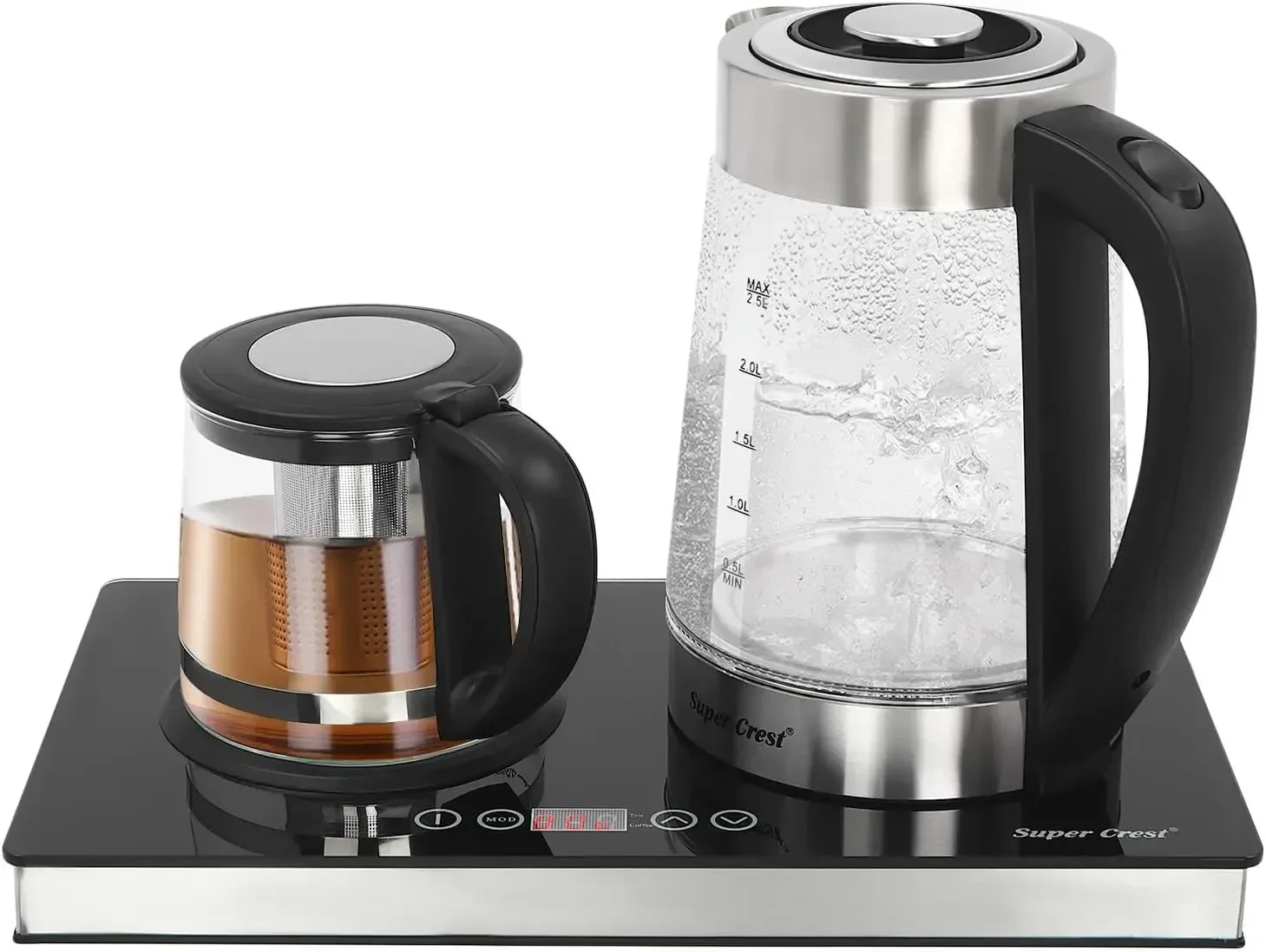 BYMAOCAR Glaskessel mit Temperatureinstellung, 70 80 ℃ , 2,5 Liter, Warmhaltefunktion für Büro, Hotel, Wohnung, Heimgebrauch Image