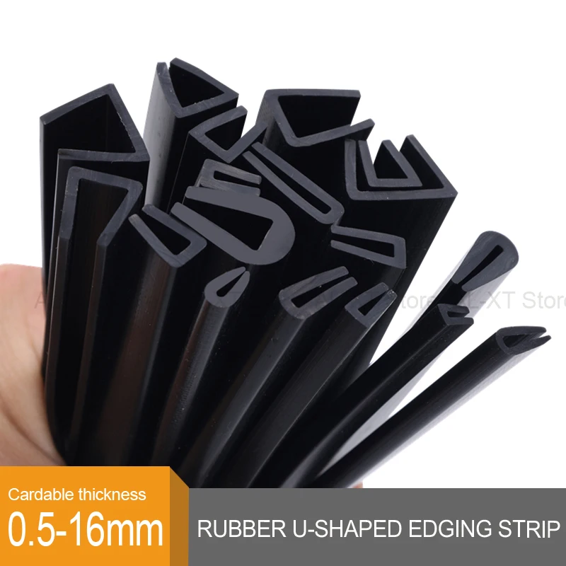 Gummi-U-Streifen, Kantenschutz, umschlossen, gebunden, schnittfest, Kantenschutz, Dichtungsstreifen für Glas, Metall, Holz, Platten, Blech, Schrank