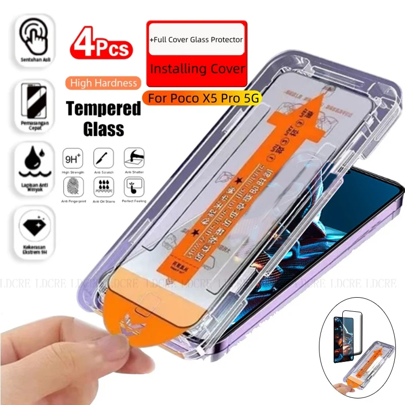 4/3/2/1Pcs Für Poco X5 Pro Glas Xiaomi Poco X5 Pro 5G Gehärtetem Glas Staub freies 9H Volle Abdeckung Kleber Screen Protector Poco X5 Pro Image