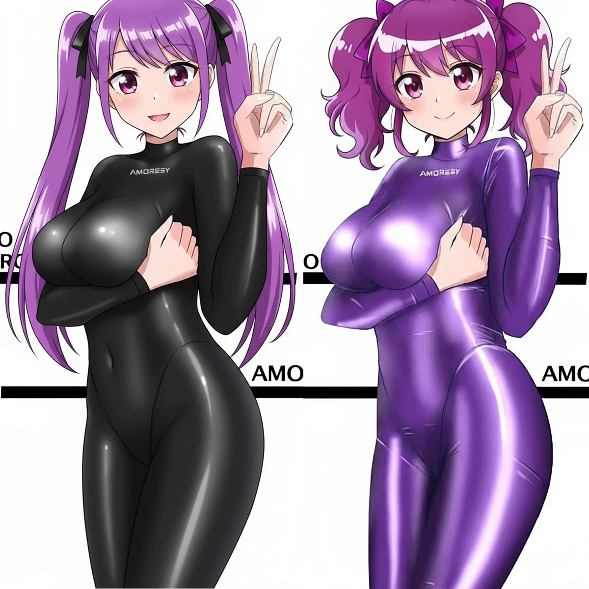 AMORESY Athena-Serie, sexy, glänzendes Spandex, Surfen, Tauchen, enge Bademode, Body, Trikots, Catsuit, Overalls, Badeanzug, Spielanzug Image