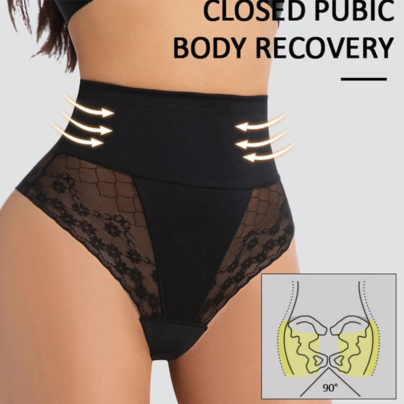 Damen Shapewear Thong Panties mit Hoher Taille, Bauchformer, Po-Lifter, Körperformende Unterwäsche, Postpartale Bauchstraffende Slips Image