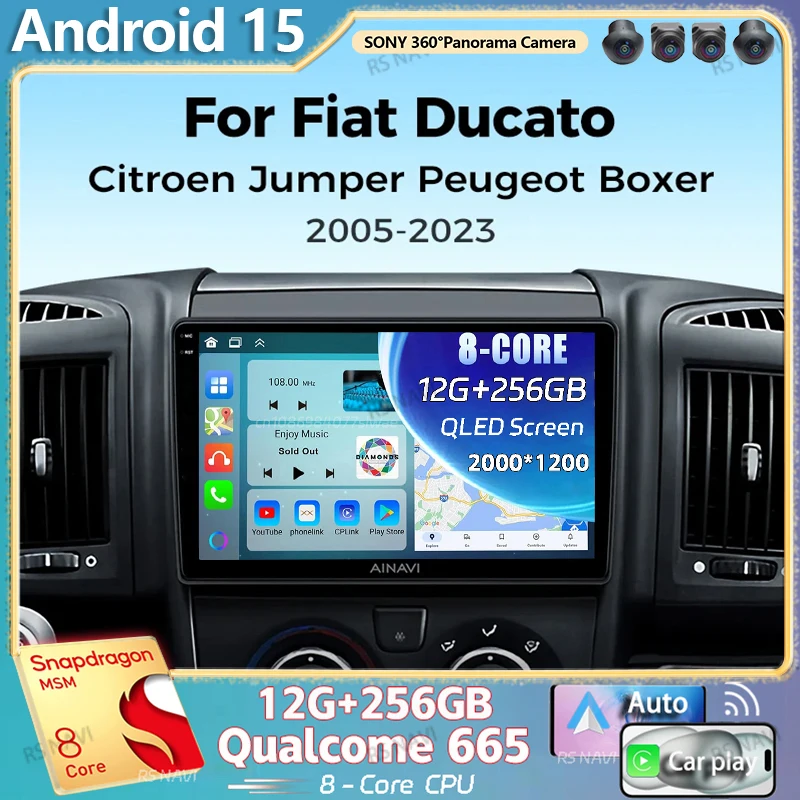 Android 15 Für Fiat Ducato 2005-2023 2K QLED Android Auto Radio Multimedia Video Player Stereo CarPlay 4G GPS Kopf Einheit Image