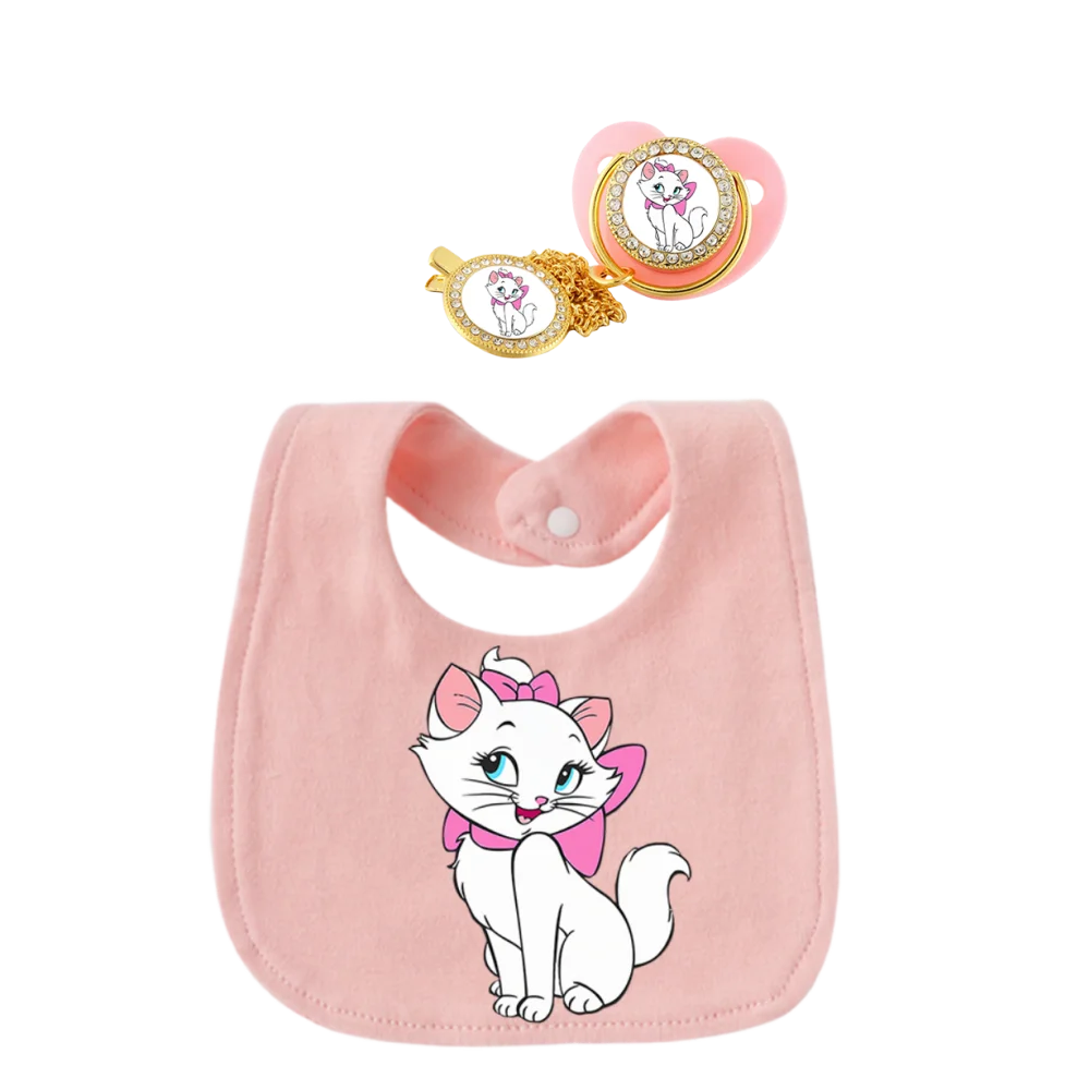 Baby-Schnuller und Schnullerhalter, BPA-frei, Kawaii Baby bedruckter Silikon-Babynippel, Kinder-Fütterungstuch, Spucktuch für Babys Image