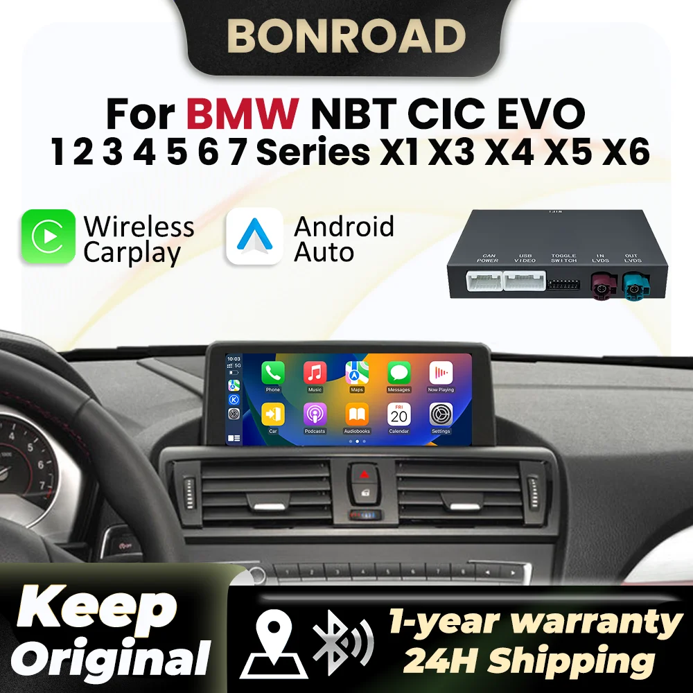 BONROAD Drahtlose CarPlay Android Auto Für BMW NBT CIC EVO System 1 2 3 4 5 7 Serie X1 X3 X4 X5 F20 F21 F30 F31 F10 F48 F25 E84 Image
