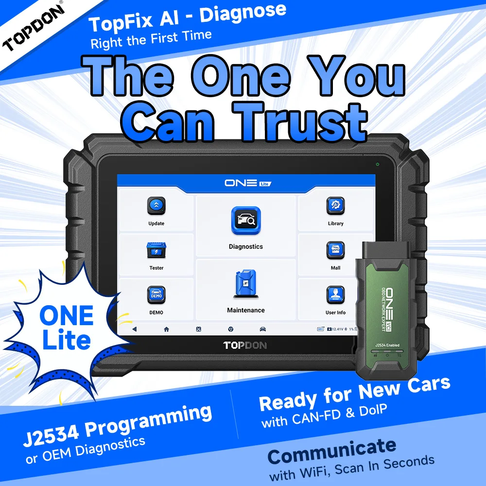 TOPDON One Lite 10,1 Zoll OBD2 Auto-Scanner 10000mAh Akkukapazität Batterietester OE Alle-Systeme-Diagnosegerät ECU-Codierung Image