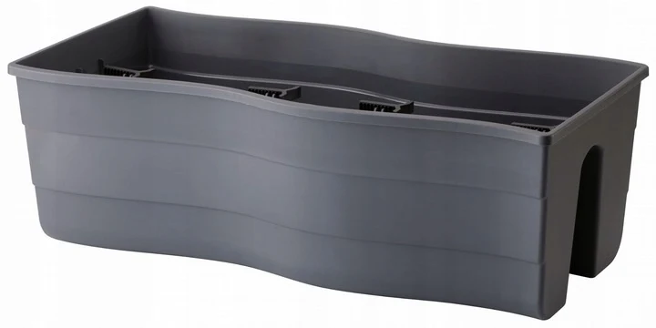 60 cm Graphitfarbene Kunststoff-Balkonbox für Pflanzen und Blumen, modern, 1 Stück, Wellenform Image