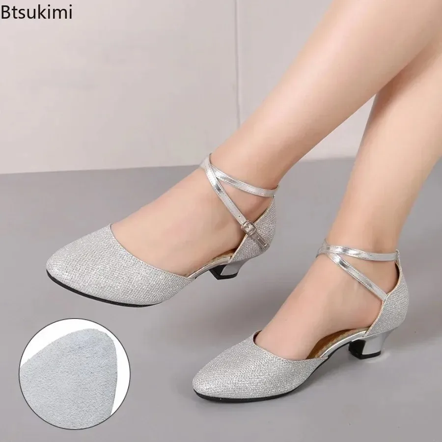 Standard-Ballsaal-Tanzschuhe für Damen, glitzernde, geschlossene Zehenpartie, moderne Tanzschuhe, Salsa, Ballsaal, Tango, lateinamerikanische Schuhe für Mädchen und Damen Image