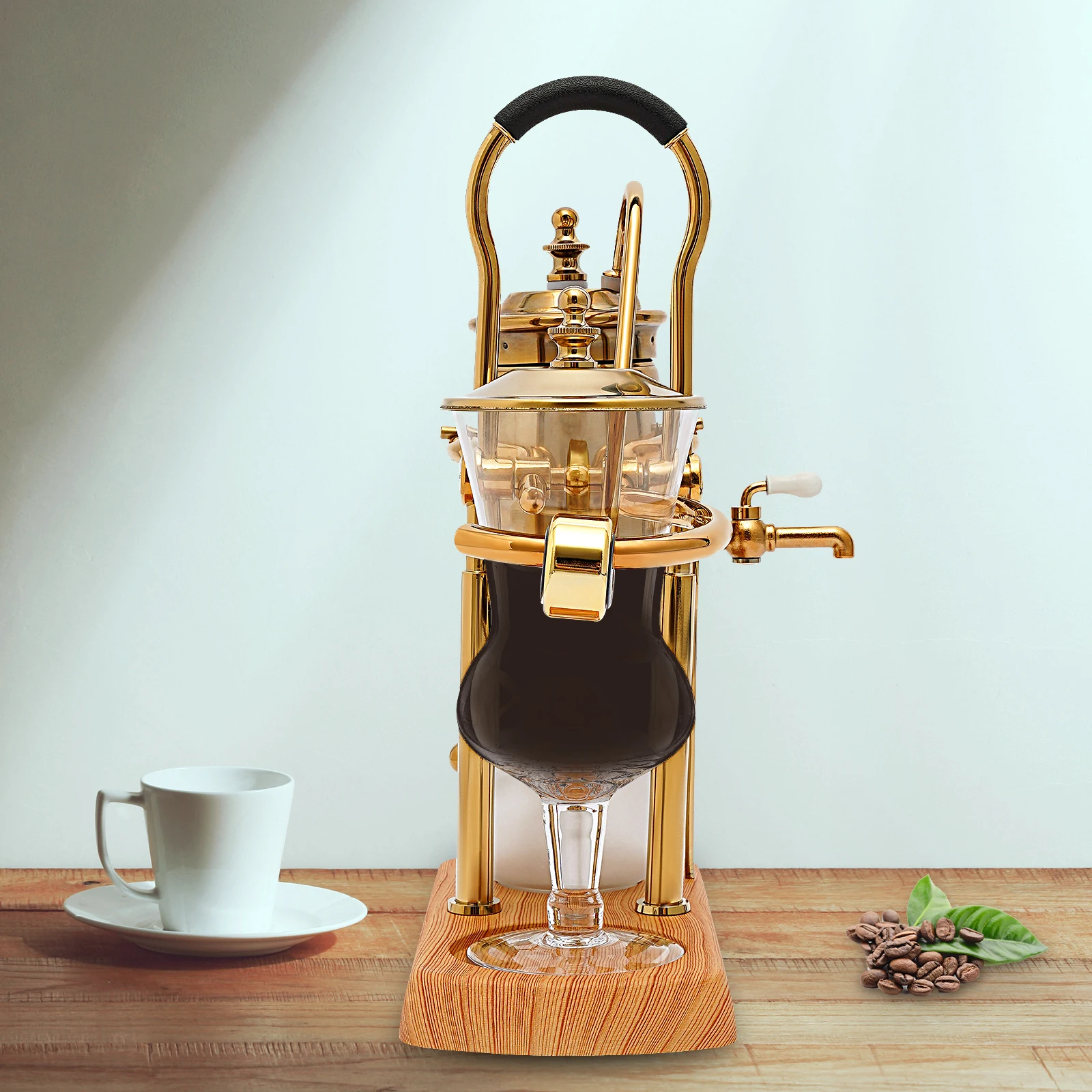 400ml Schwerkraft-Kaffeemaschine Gold Manueller Balance-Siphon-Kaffeebereiter mit Praktischem Griff und Robuster Basis Image