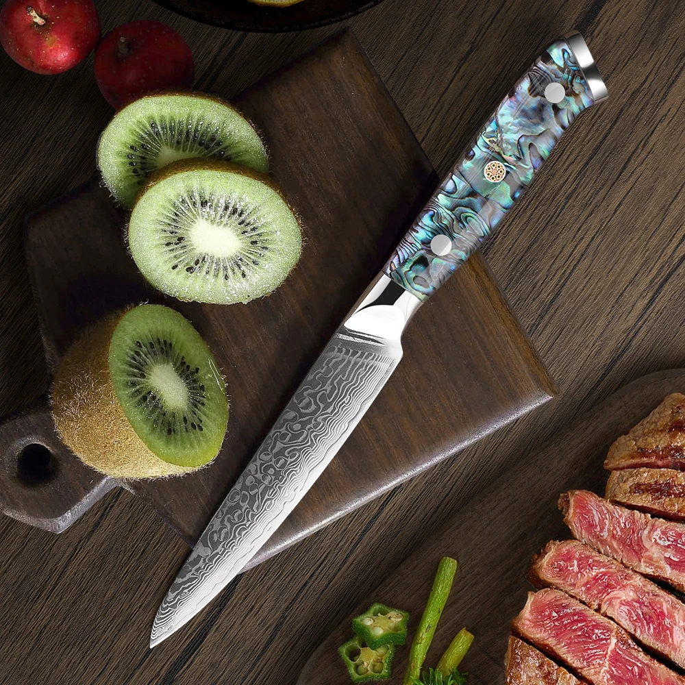 Geschmiedetes Damaszener Stahlmesser mit Ergonomischem Abalone-Griff, Scharfes Langlebiges Kochmesser, Multifunktionales Küchenmesser Image