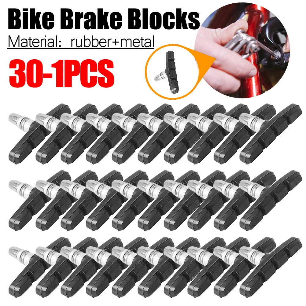 30-1 Stück Langlebige Fahrrad-Bremsbeläge Geräuscharm MTB Mountainbike Rennrad Bremsklötze Gummi Fahrrad V-Bremse Schuhe Bremsbeläge für Fahrräder