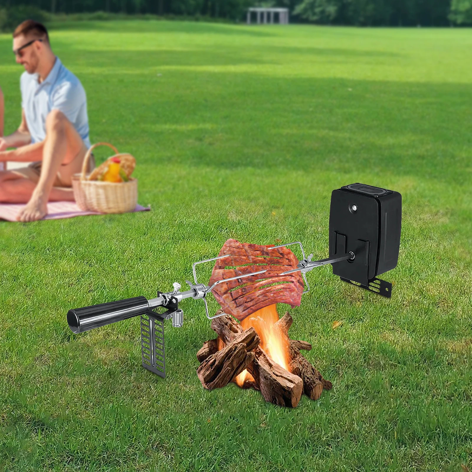 Elektrischer rotierender Grillrost für Zuhause, 304 Edelstahl 360 ° Ofenhalterung mit 7 kg Fassungsvermögen Image