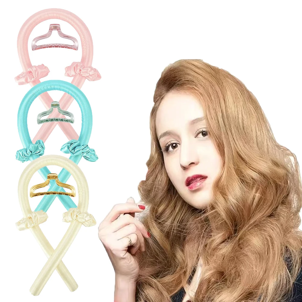 Lazy Person's No Heat Lockenstab, EVA-Schaum, Schwamm, Lockenstab, Schlaf- und Schönheitshaar, große gewellte Haarspangen, 4-teiliges Set Image