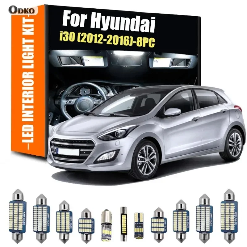 Für Hyundai i30 2012–2016, 8 Stück Innenleuchten, LED-Glühbirne, Innenbeleuchtungsset, Automobile, Teile und Zubehör, Signalleuchte Image