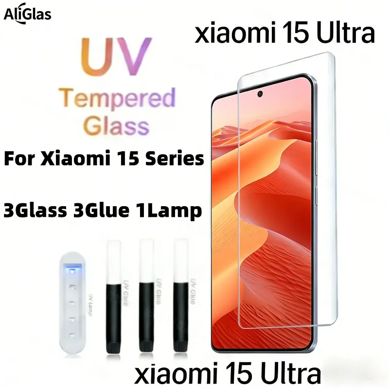 3D gebogenes Vollkleber-UV-gehärtetes Glas für Xiaomi 15 14 13 Ultra Displayschutzfolie für Xiaomi 15 14 13 Pro 15S Pro 13 Lite Glas Image