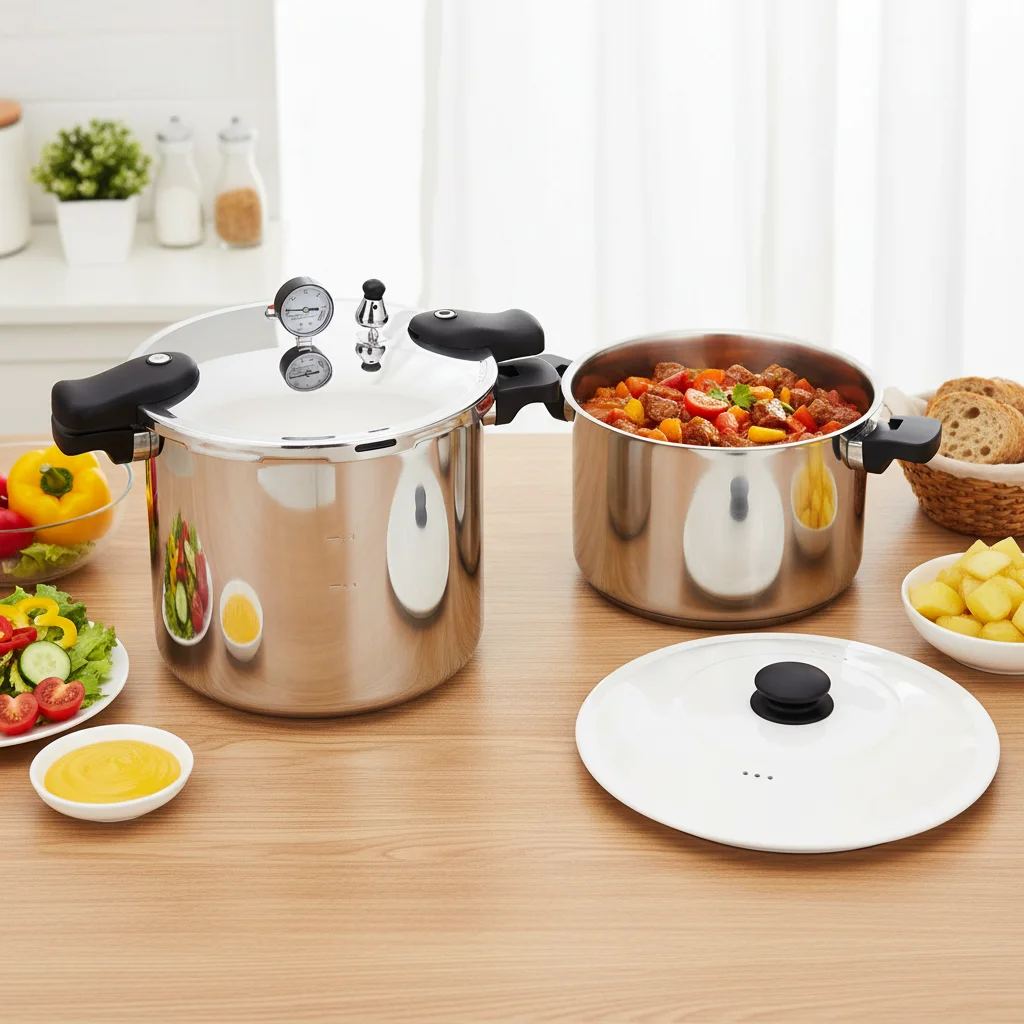 22L Großer Aluminium-Schnellkochtopf mit Sicherheitsverschluss und Druckablassventil für Hotel und Gastronomie Image