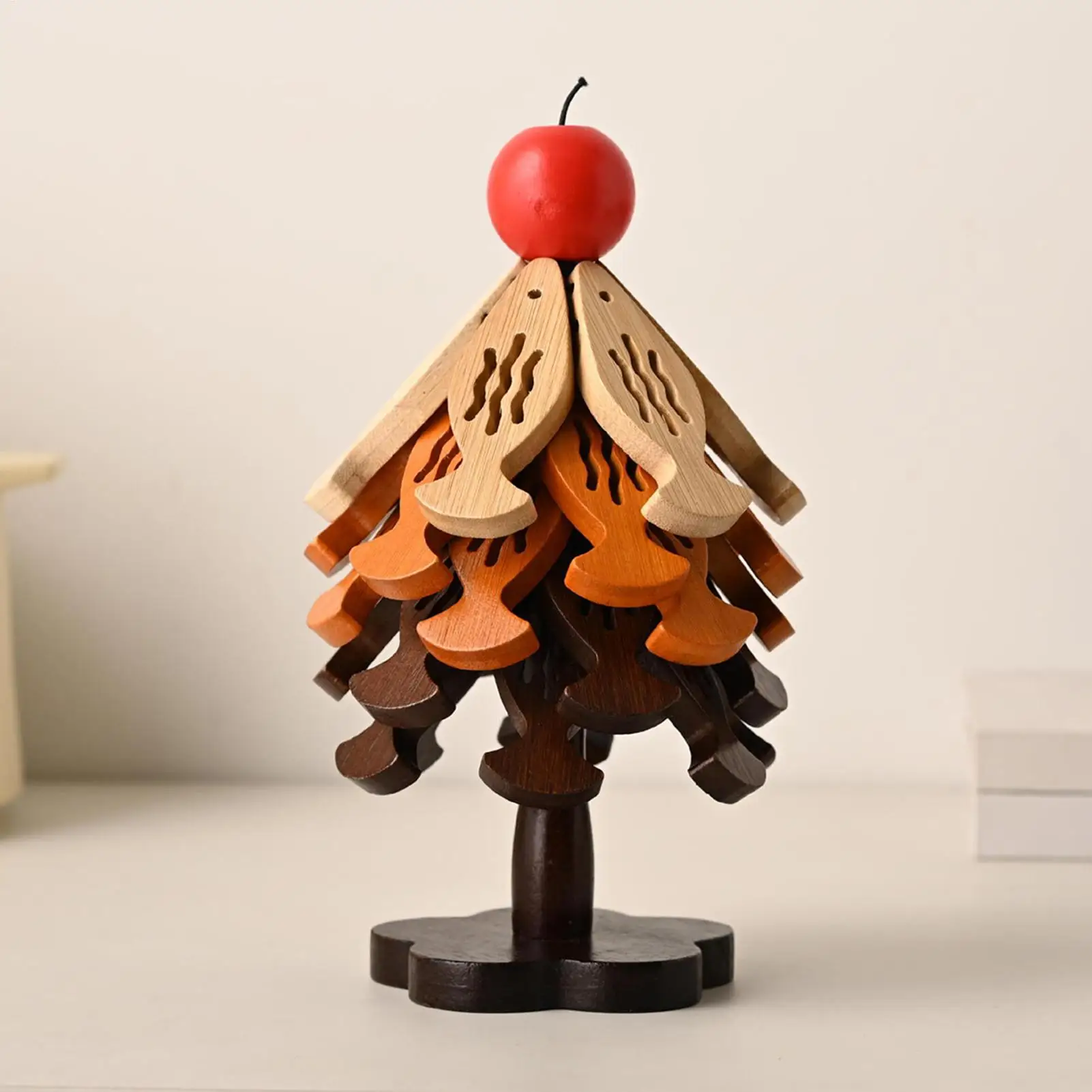 Weihnachtsbaum-Untersetzer aus Holz, Weihnachtsbaumförmiger Untersetzer, Isolieruntersetzer, faltbare Küchen-Tischunterlage, Isolierpad Image