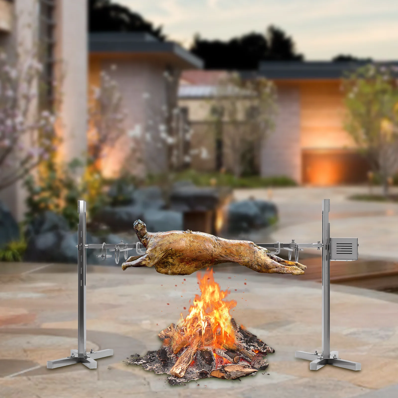 Manueller und elektrischer Dual-Mode-Grill, EU-Stecker, 220 V, 20 W Motor, Kühlöffnungen verhindern Überhitzung für sichere und langlebige Nutzung Image