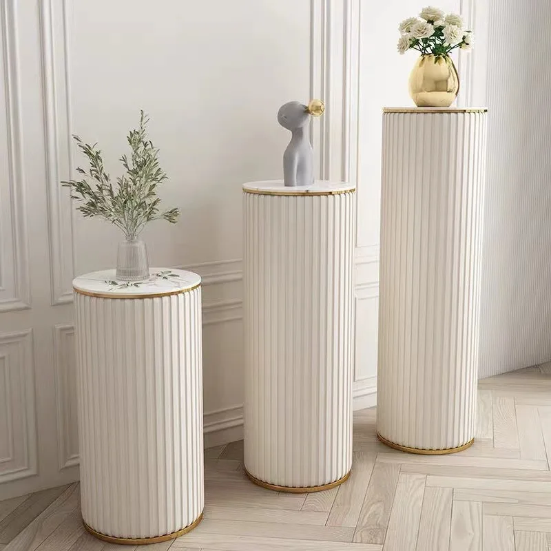 9U Luxuriöser Steinplatten-Blumenständer, Moderner Einfacher Marmor-Ornament für Wohnzimmer, Bodenhoher Blumenständer für Innenräume und Balkone Image