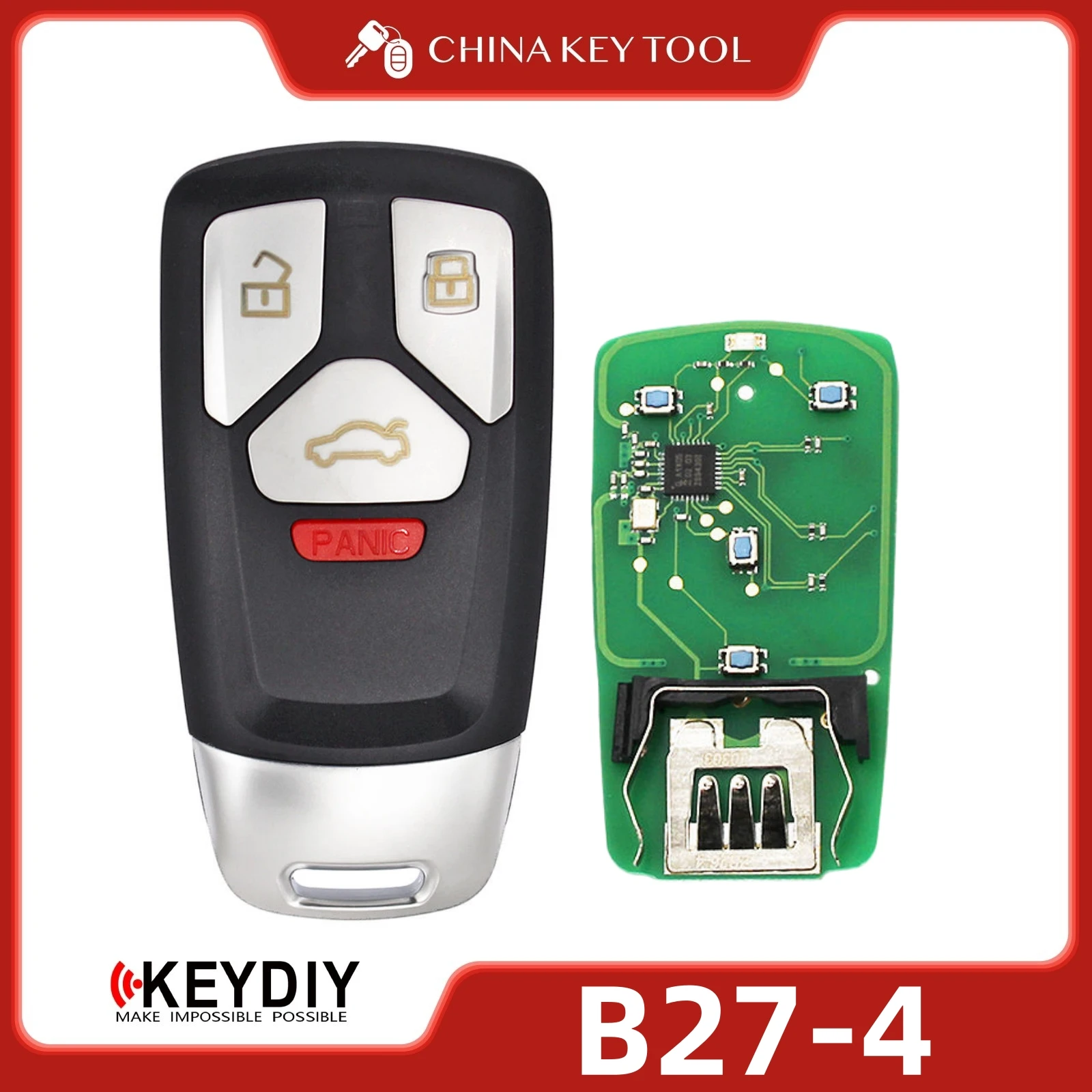 KEYDIY KD B27-4 Universal-Flip-Remote-Key 3+1 Tasten, kompatibel mit Audi-Typ Image