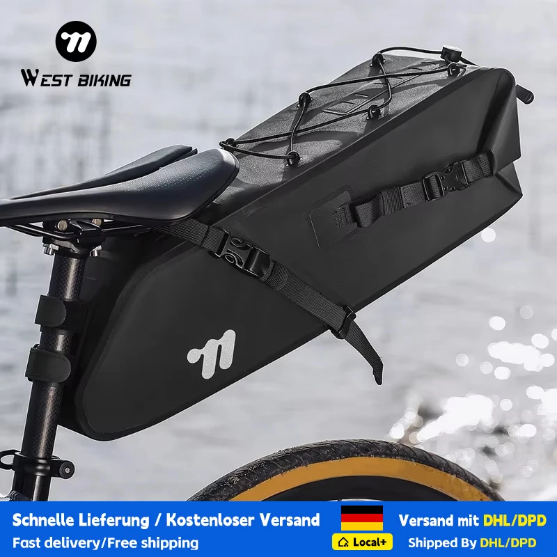 WEST BIKING Fahrradsatteltasche 10-14L Große Kapazität Vollständig Wasserdichte Fahrrad-Hecktasche Tägliche Reise-Aufbewahrungstasche MTB Fahrrad-Zubehör Image