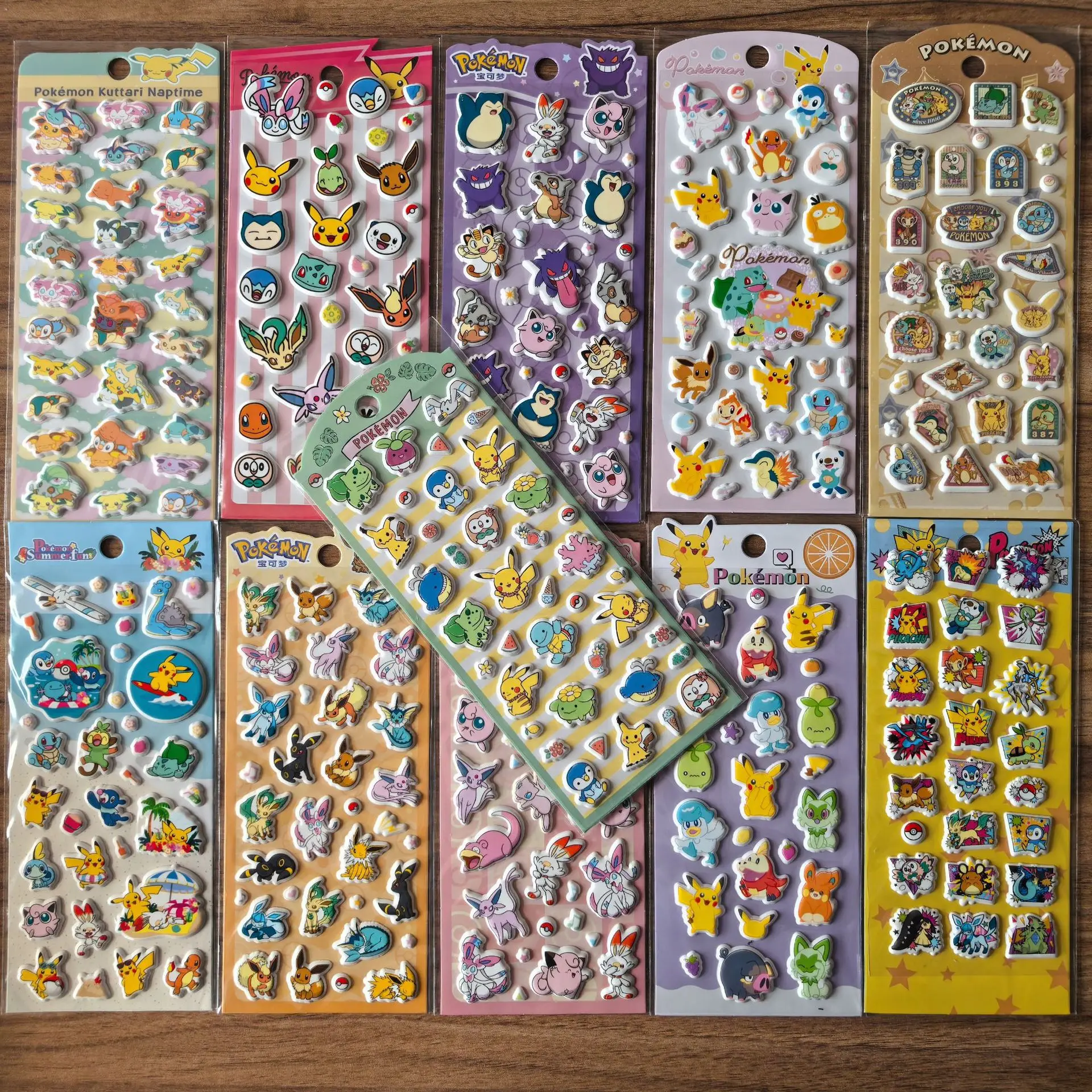 //Niedliche Pokemon-Aufkleber, 11 Stile, Kawaii-Anime-3D-Pikachu-Aufkleber, Kinderspielzeug, Cartoon-Bubble-Paste, verdickte Belohnungsaufkleber, Geschenke Image