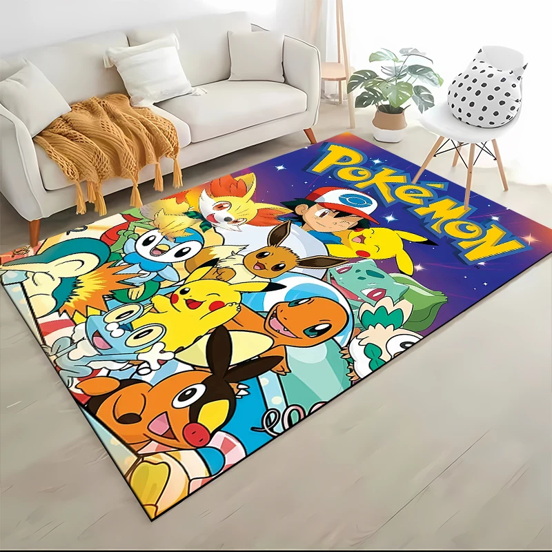 P0kem0n P-Pikachu Themen-Teppiche Kinder-Spielmatten Schlafzimmer-Deko-Teppiche Wohnzimmer-Teppich Krabbelmatte Geschenk-Teppich für Freunde Potdemiel Image