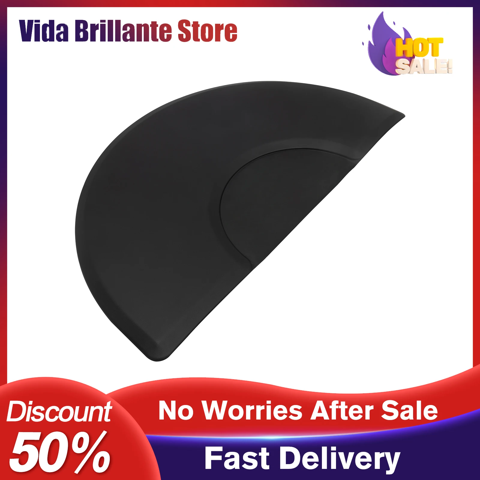 Friseurstuhl-Matte Halbkreisförmig Verstärkte Barbier-Bodenmatte 3ft X 5ft Rutschfeste Polsterung Hochelastischer Salon-Hocker-Teppich für Haarschnitte Image