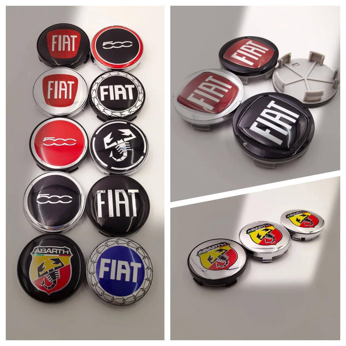 4 Stück 60mm 6cm Radkappen für Fiat 500 Abarth Räder Nabenkappen-Set Staubschutz Radnabenkappe Ersatz Image