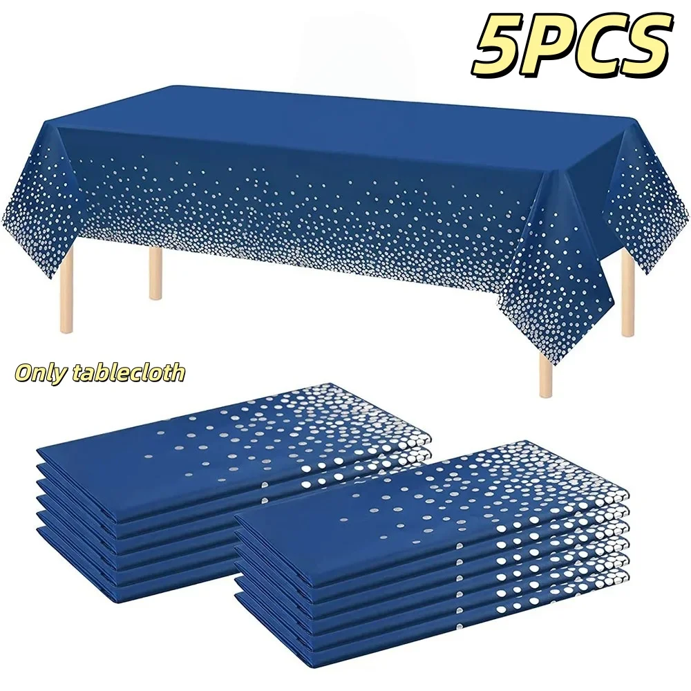 5 Stück Tischdecken in Roségold, punktförmig, Einweg-Party-Tischdecke, wasserdicht, Hochzeitsdekoration, Dekoration für Geburtstagsfeiern für Erwachsene Image
